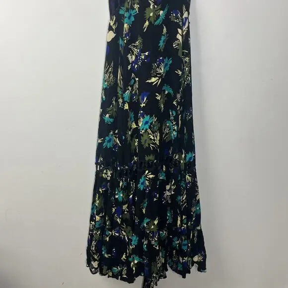 Free People Pages of Gold Maxi Dress XS Floral Crochet Cutout Full Boho Whimsi - Picture 5 of 12